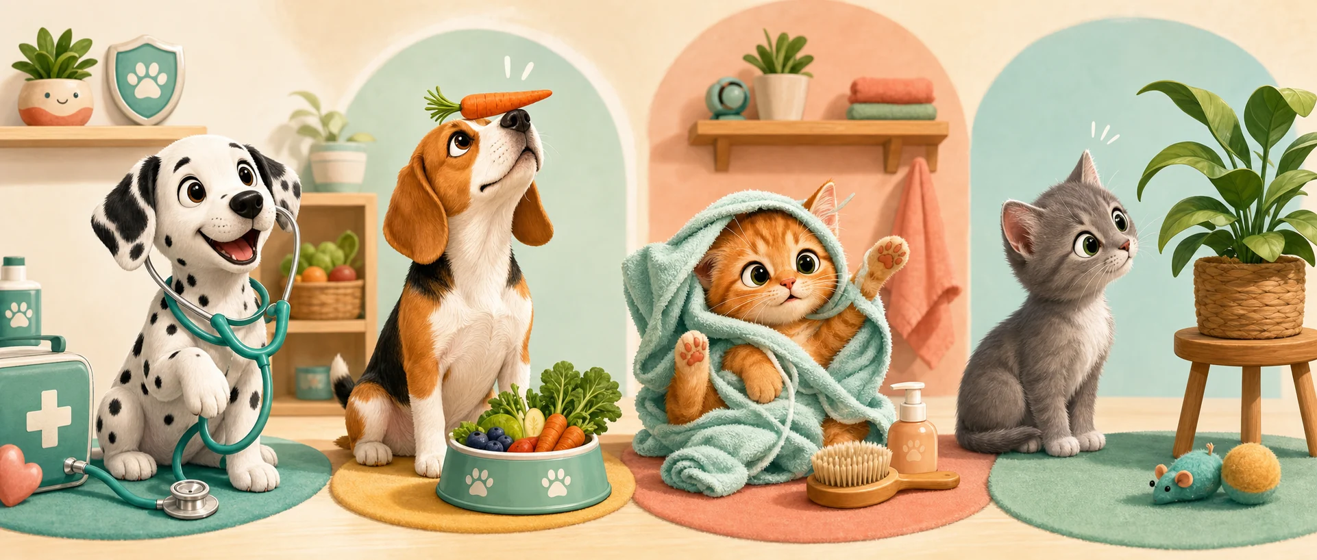 PawQi's dogs and cats enjoying grooming, food and everyday care